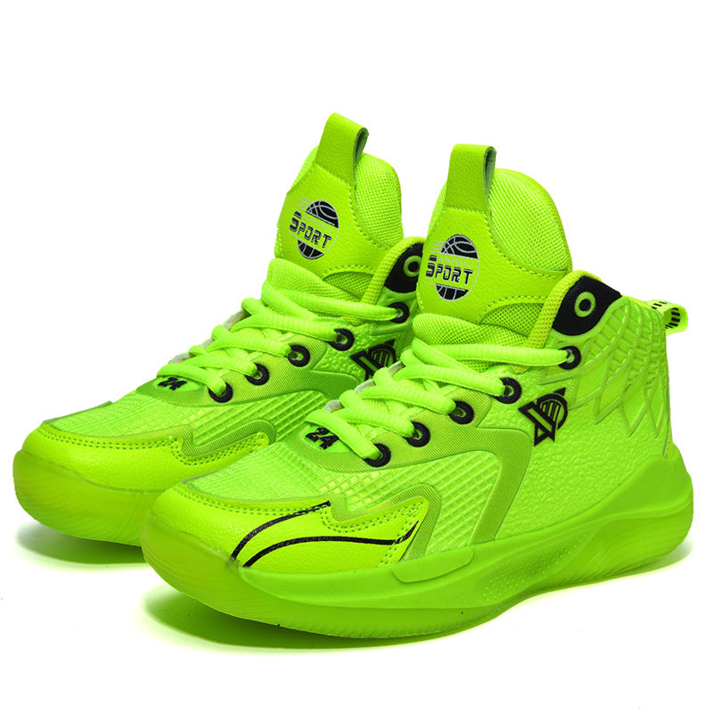 Children's Shoes Breathable Mesh Water-Resistant Sports Shoes for Teenagers Wear-Resistant Shock-Absorbing Non-Slip Professional Training Basketball Shoes