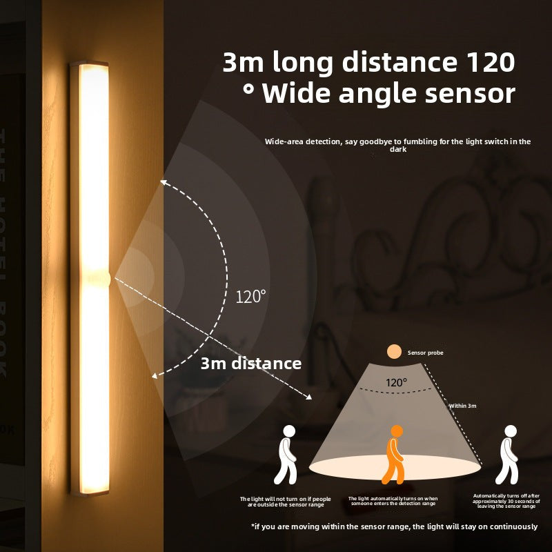 Intelligent Human Body Sensor led Rechargeable Strip Light Wiring-free Magnetic Self-adhesive Cabinet Wardrobe Light Strip