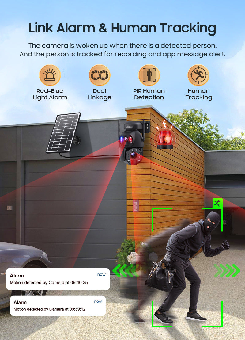 In-stock Solar Camera Dual Lens4G Outdoor HD Surveillance202x Zoom Camera Intelligent Surveillance