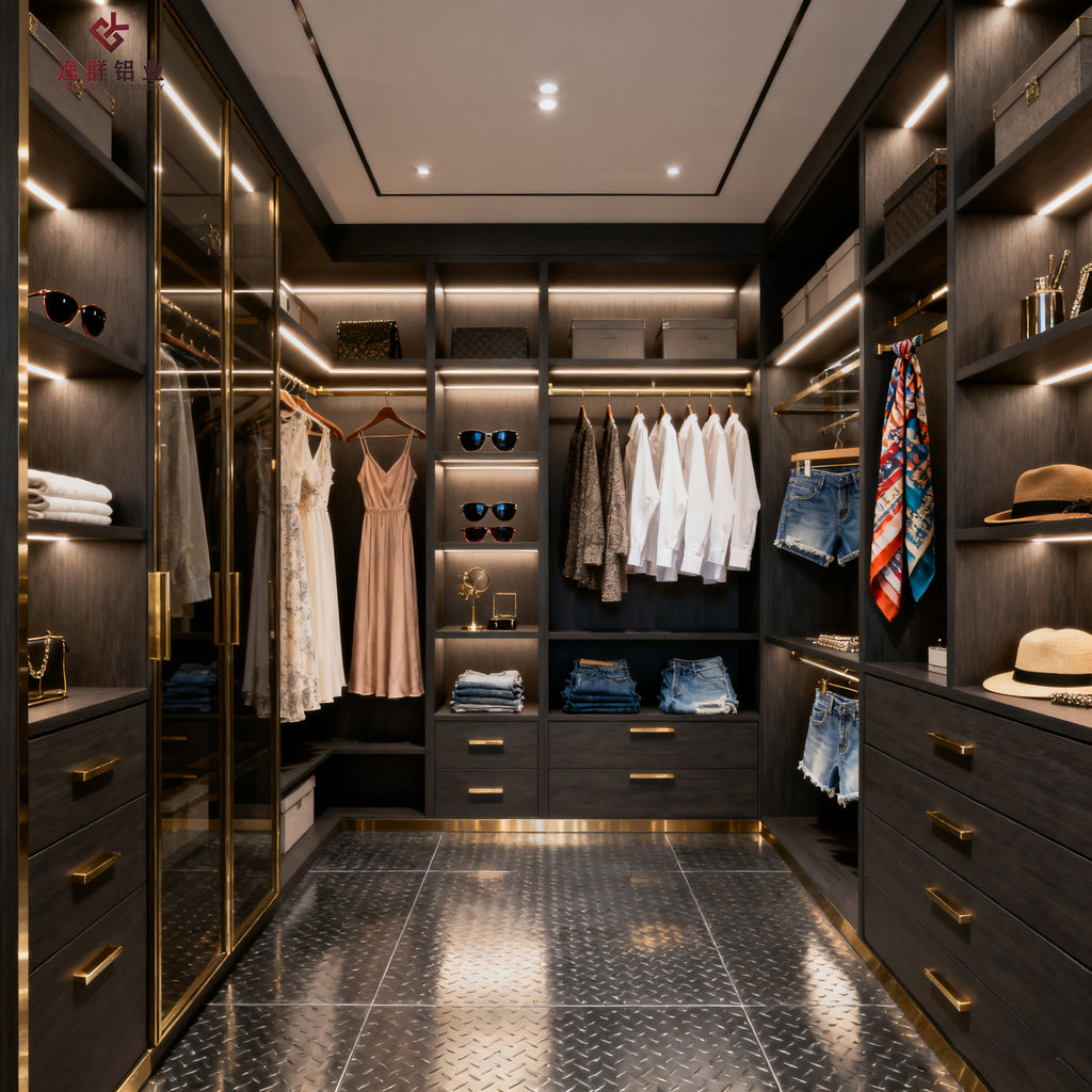 Custom Whole House Walk-in Closet Support Customization with Pictures Simple Modern Aluminum Alloy Wardrobe Source Factory