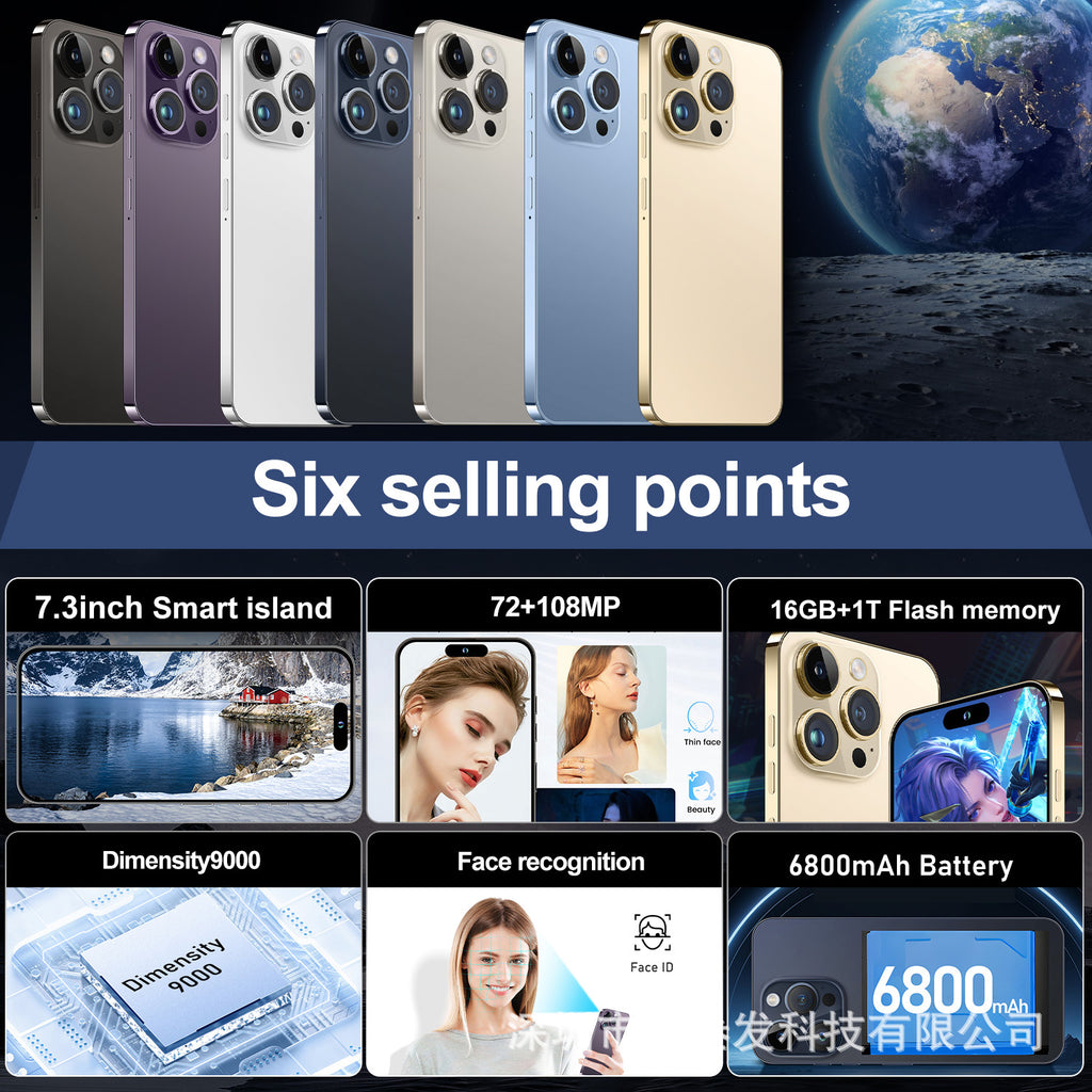 I15 ProMax Lingdong Island4+64G 6.5Inch Large Screen True4G Octa-Core Smart New Phone