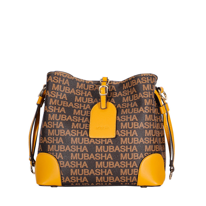 2024Summer New Trendy Fashion Vintage Bucket Bag Retro Style Single Shoulder Crossbody Printed Chain Handbag for Women