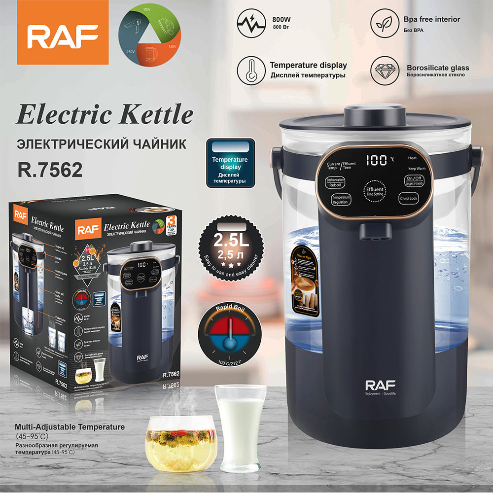 RAF European Standard Transparent Glass2.5L Electric Kettle Automatic Large Capacity Multi-Functional Kettle Overheat Protection