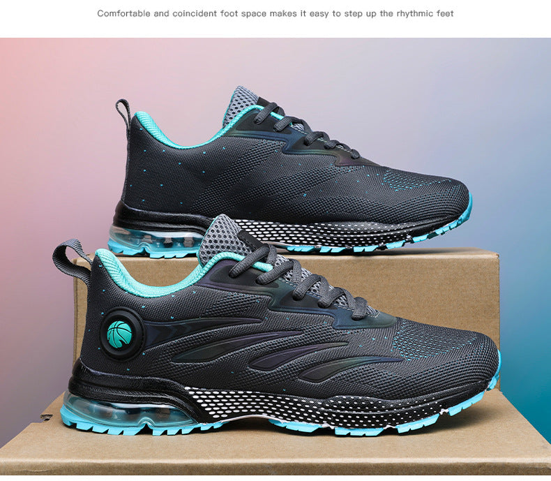 Men's Sports Casual Shoes Marathon Extra Large Size Cushion Shoes Flyknit Four Seasons Rubber Wear-resistant Non-slip Sports Shoes