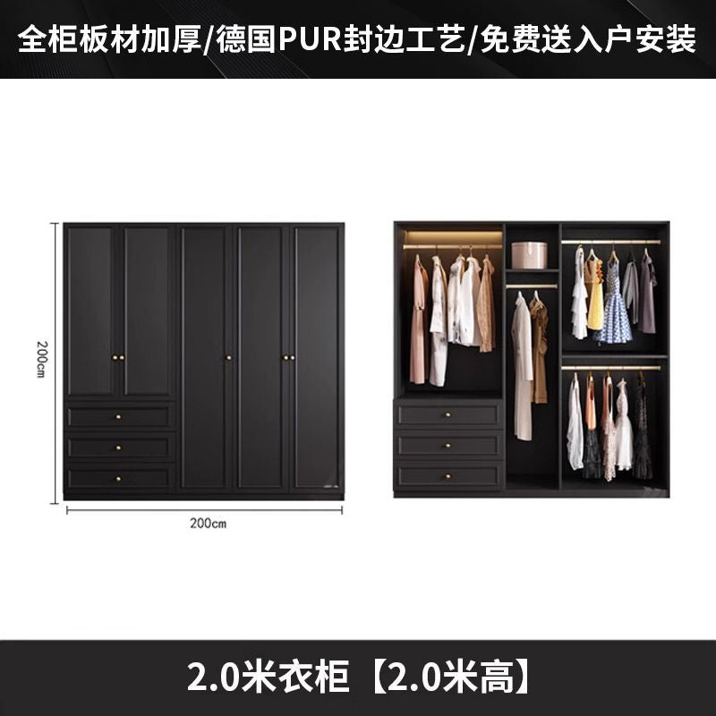 Vintage Style Wardrobe Black Cabinet Wardrobe for Home Bedroom Small Apartment Modern Simple Side Cabinet Top Cabinet Furniture Wardrobe