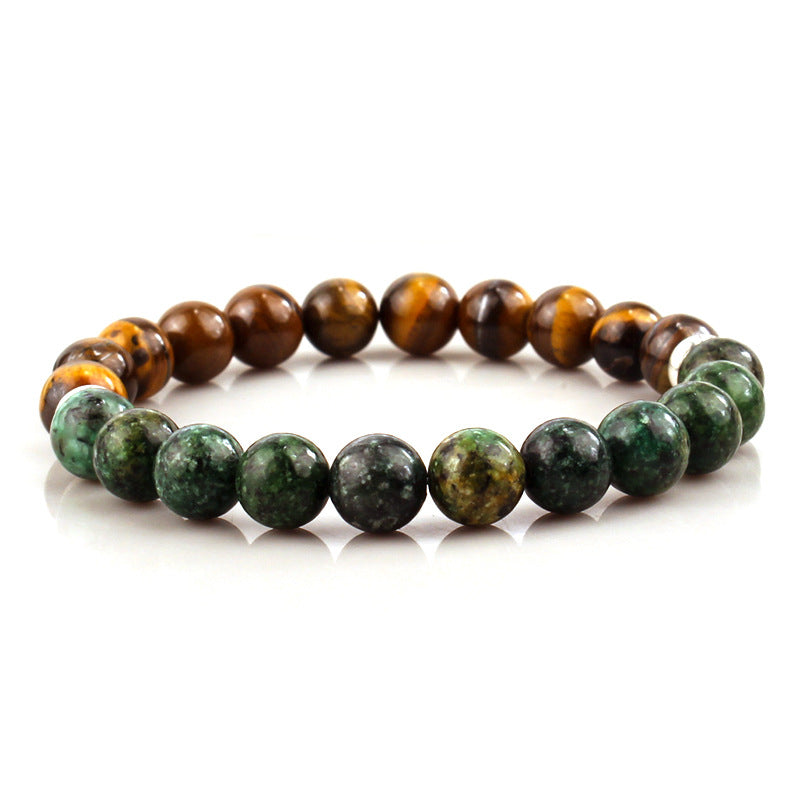 Men's Bracelet African Pine8mm Bead Spacer European and American Hand Jewelry Gift Natural Stone Tiger Eye Stone Bracelet
