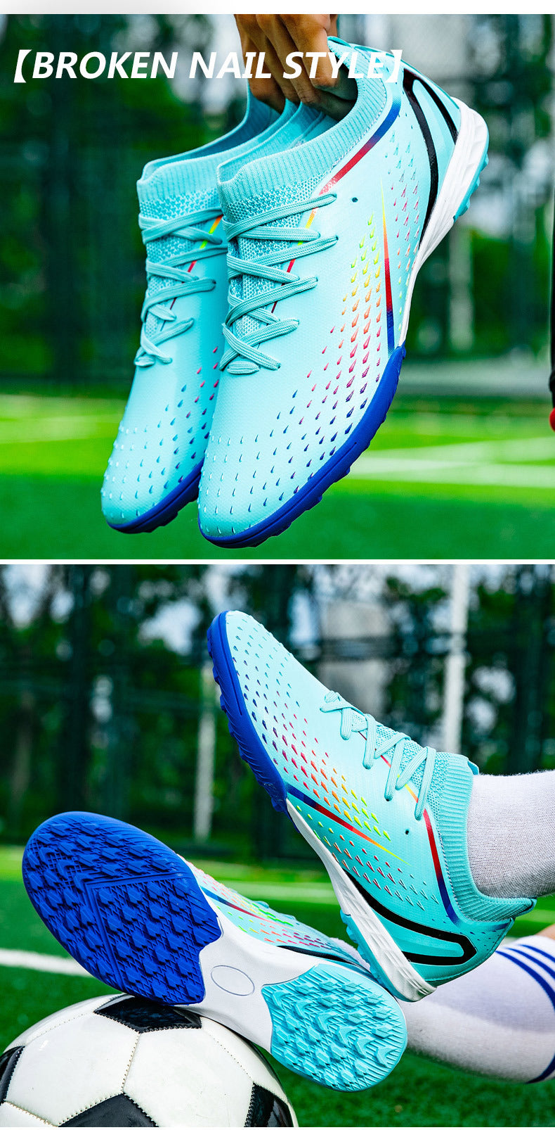 New Style Spike Soccer Shoes for Men, Students, Adults, Grass Training Long Spike Non-Slip Professional Competition Football Shoes