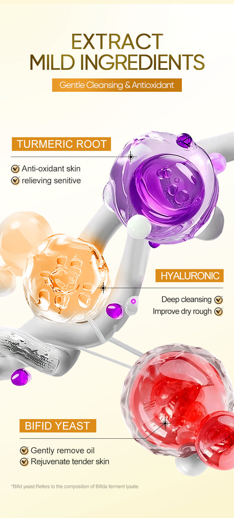 Turmeric Antioxidant Cleanser BIOAOUA Facial Cleansing Cleanser Cross-Border Foreign Trade Wholesale