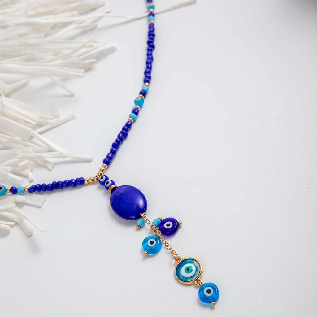 Simple Colorful Beaded Tassel y Chain Necklace Elegant Versatile Diamond-Studded Sweater Chain Jewelry