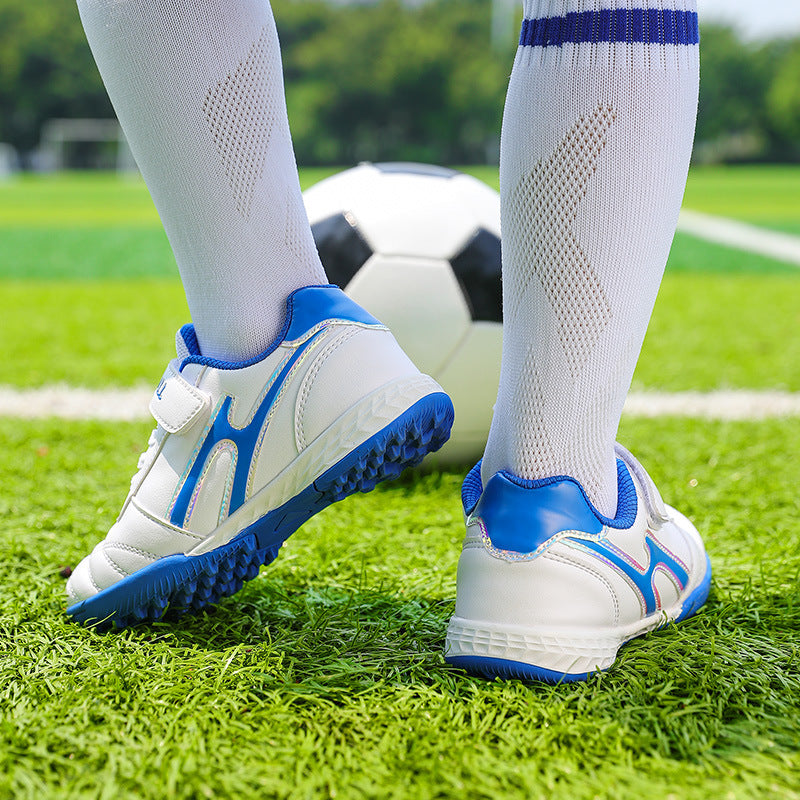 New football shoes for men and women with Velcro for children TF Broken Nail Style Youth Student Grassland Flat Training Shoes