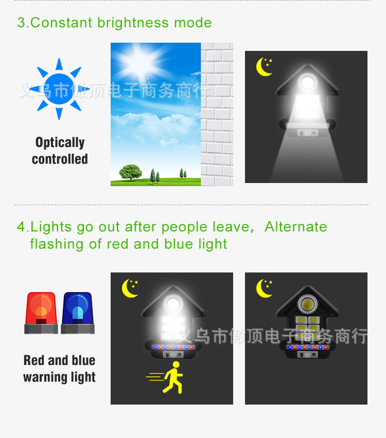 Solar Street Light Human Body Sensing Small Wall Light with Remote Control Garden Light COB Security Light Waterproof Garden Light