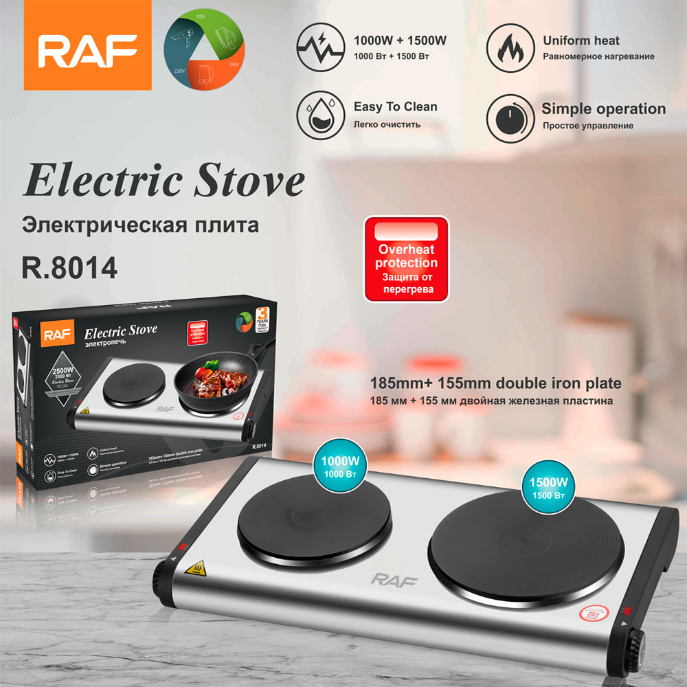 RAF European Standard Electric Stove Household Closed Electric Stove Insulation Double Burner Constant Temperature Universal Electric Stove R8014