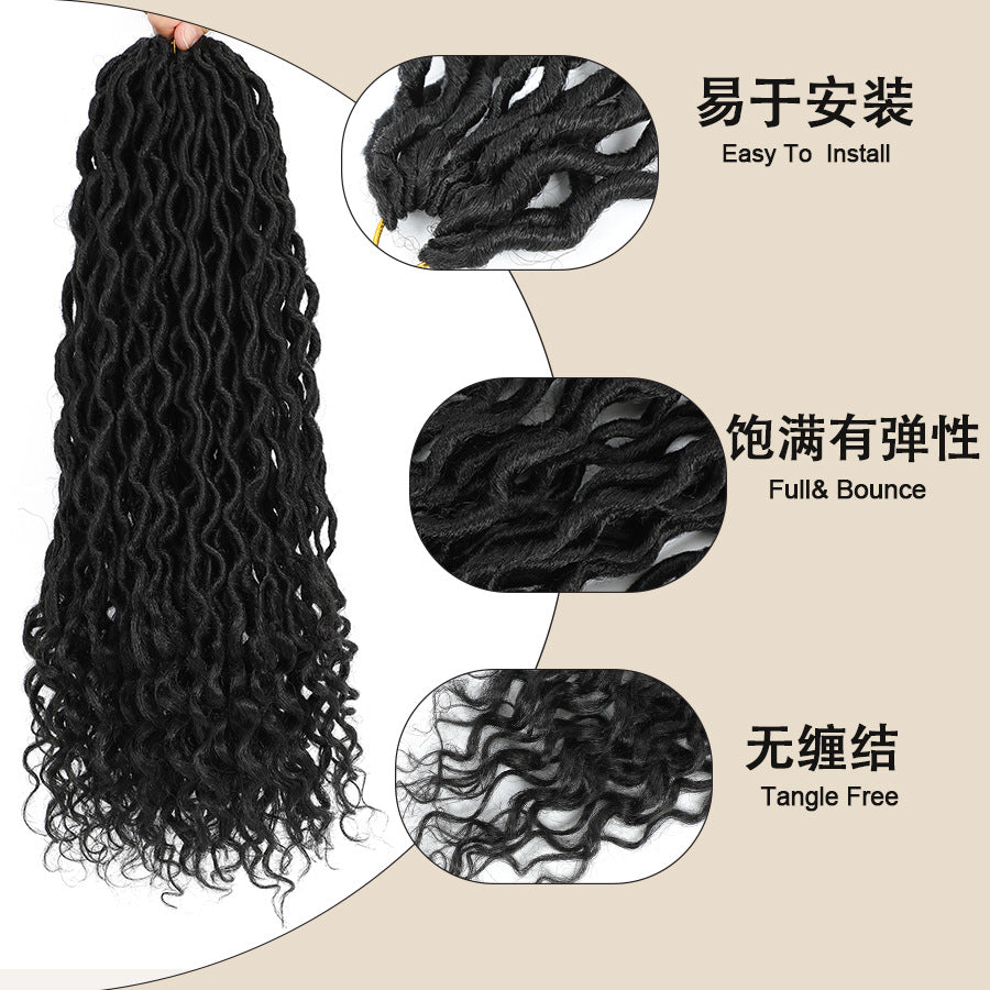 Cross-border European and American Synthetic Hair Wigs Curved Up and Down Crochet Hair Wigs Goddess Faux Locks Curly Handwoven