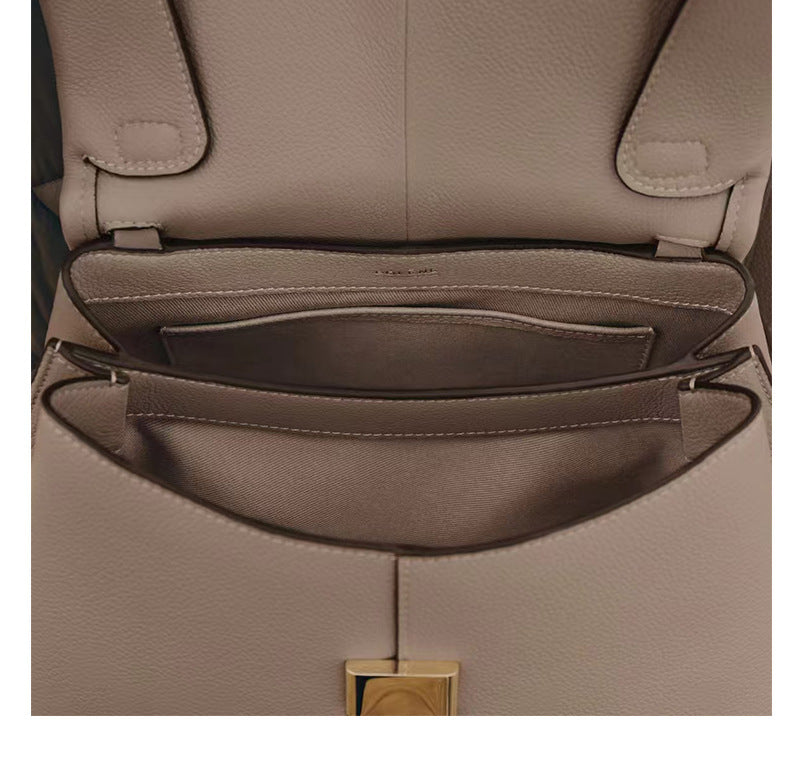 European and American Retro Smile Bag French Bolingin Niche Genuine Leather Women's Bag High-end Wrinkle Handbag Crossbody Bag