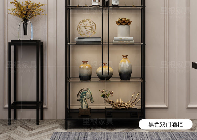 Simple Wine Cabinet Wall-Mounted Living Room Modern Simple Glass Storage Cabinet Home Storage Cabinet Light Luxury High-End Display Cabinet