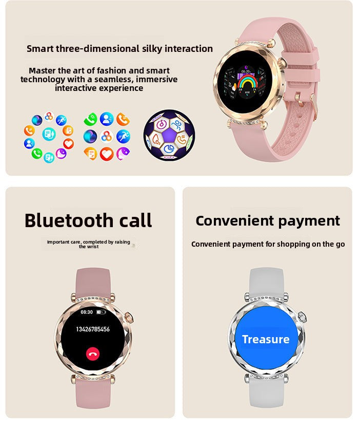 HK88Smart Watch1.19inch Bluetooth Call True Heart Rate Pedometer Sleep Monitor Women's Sports Watch