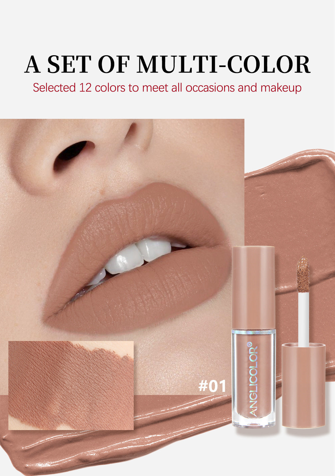12Color Lip Glaze Set Velvet Matte Matte Lip Gloss Non-Fading Liquid Lipstick European and American Makeup