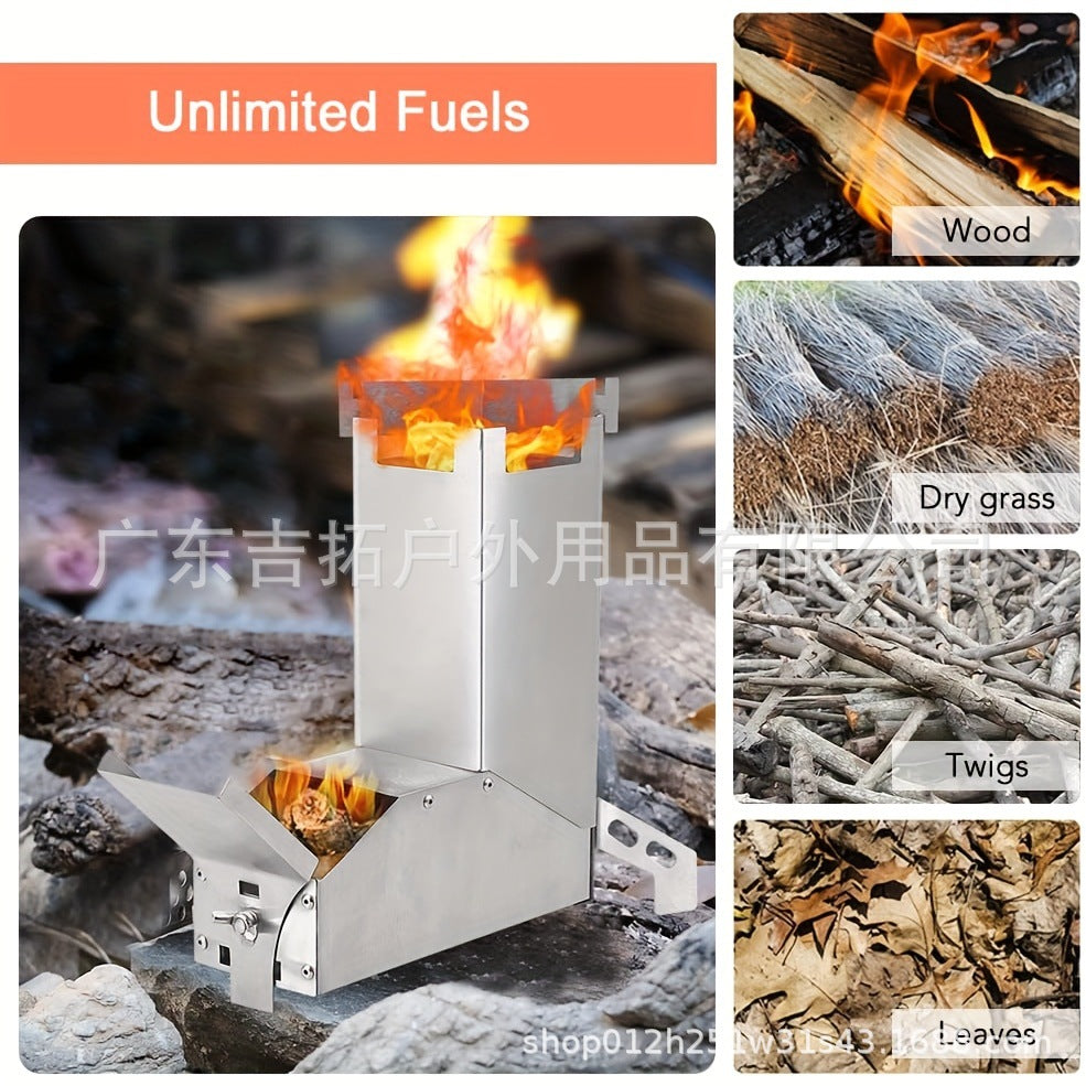 Outdoor Fishing and Picnic L Portable Rocket Stove Wood Stove for Picnics and Home Use, Winter Heating Wood Burning Stove