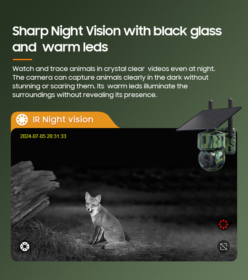 Low Power Consumption4G Animal Testing GPS Positioning Monitoring Dome Camera Outdoor HD Night Vision Solar Camera