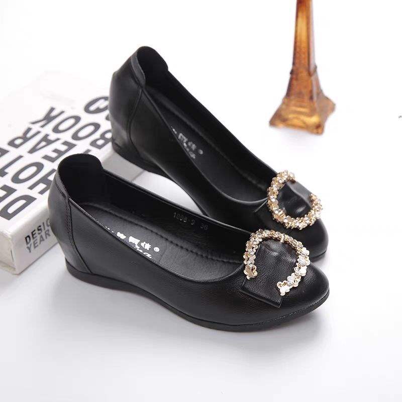 Women's Height-Increasing Flats2025Spring New Non-Slip Flat Shallow Mouth Height-Increasing Shoes Versatile Wedge Mom Shoes