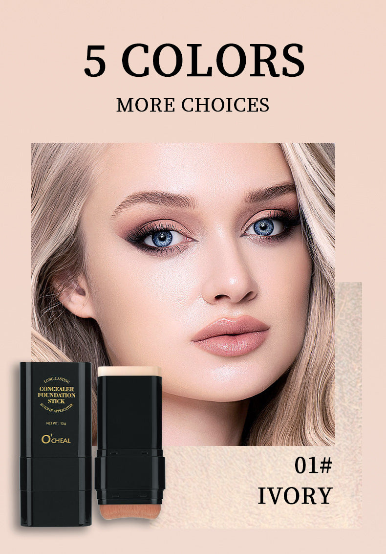 Makeup Concealer Long-lasting Foundation Puff Brush+Solid Foundation Cream 2-in-1 Edition