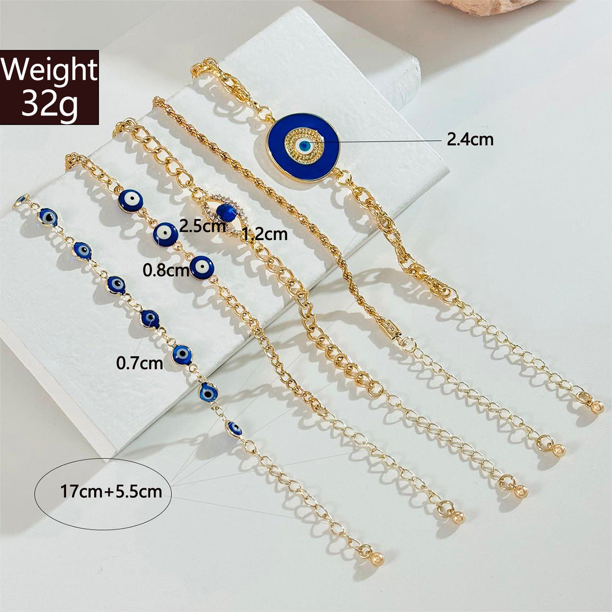 European and American Style Bracelet Bohemian Devil's Eye Bracelet Design Sense Inlaid Diamond Oil Drop Exaggerated Bracelet Set