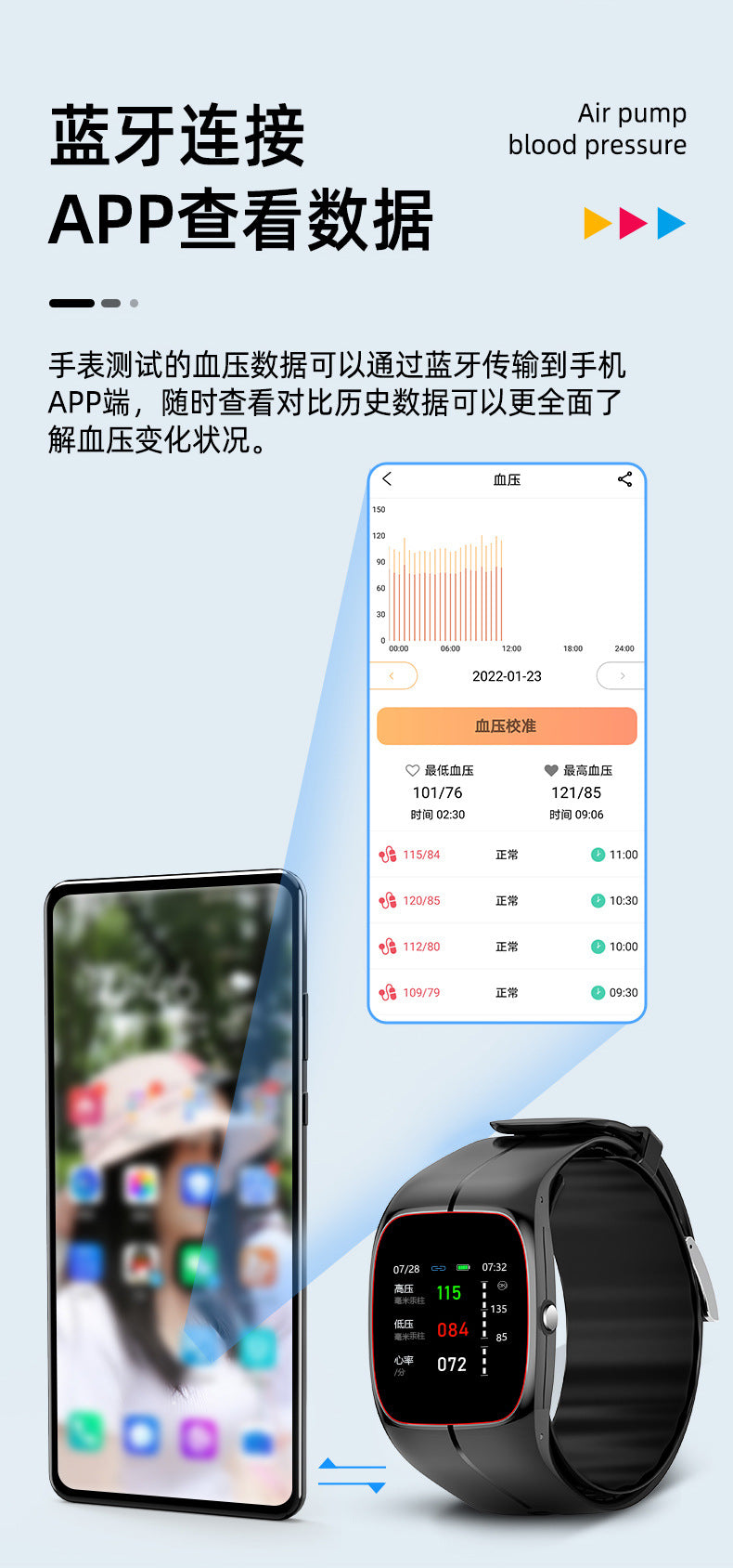 Air Pump Type True Blood Pressure Smart Watch Blood Sugar Blood Oxygen Heart Rate Medical Grade Wrist Blood Pressure Airbag Smart Watch