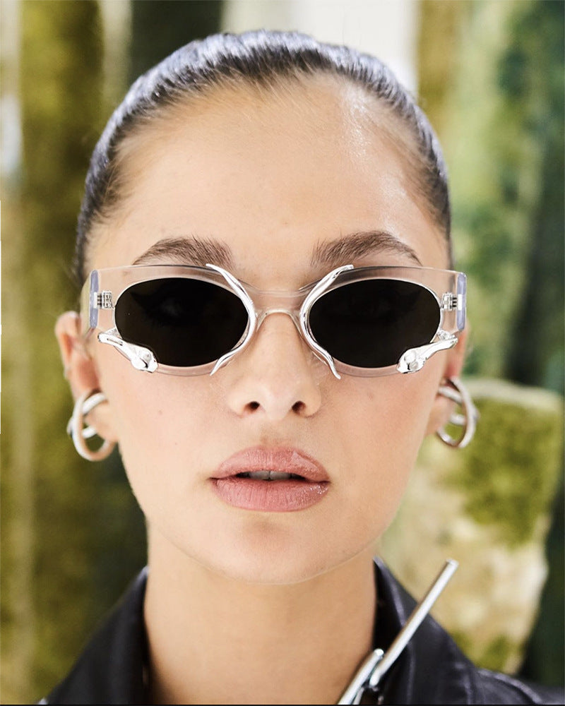 gm Same Style Women's Sunglasses Snake Small Frame Sunglasses High-End Steampunk Cat Eye Glasses shades