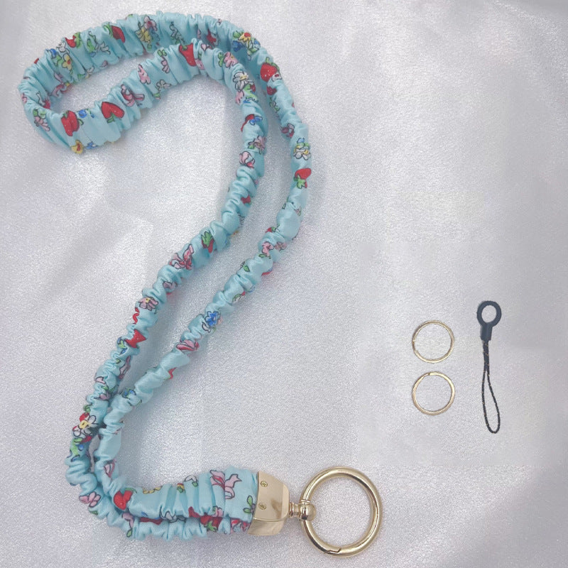 Keychain Large Elastic Polyester Wrinkle Print Hanging Ring Buckle Work Badge Phone Lanyard Chain