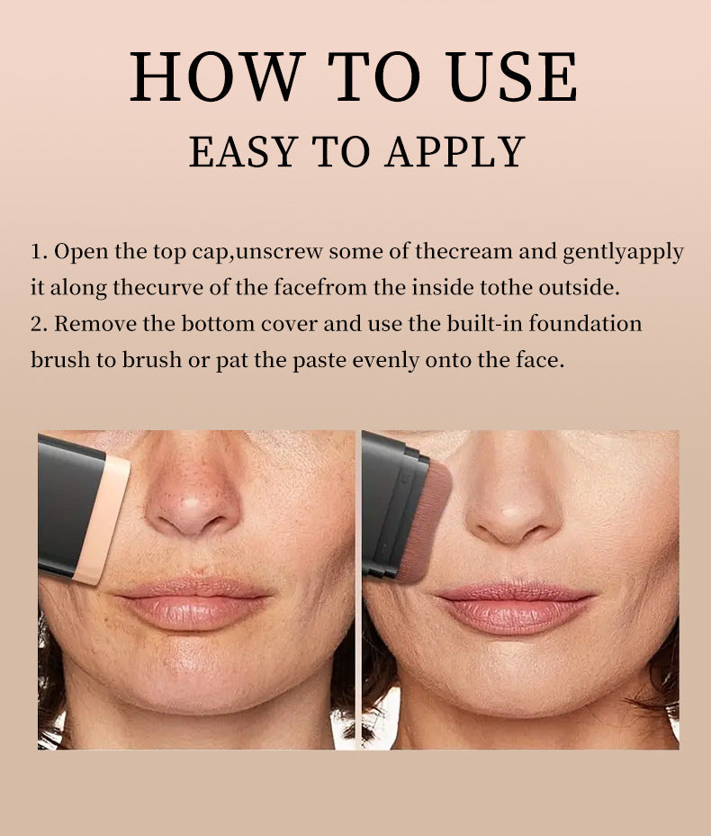 Makeup Concealer Long-lasting Foundation Puff Brush+Solid Foundation Cream 2-in-1 Edition