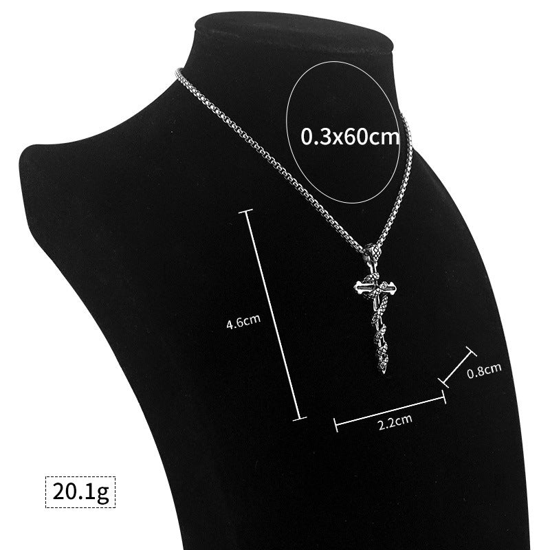 European and American Fashion Personality Exaggerated Zodiac Snake Cross Necklace Pendant Men's Trendy Hip Hop Versatile Hanging Decoration Wholesale