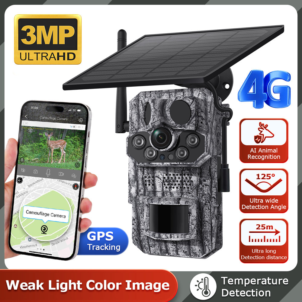 Camouflage Outdoor Forest Solar4G Camera GPS Positioning Outdoor Detection Night Vision Animal Detection Camera