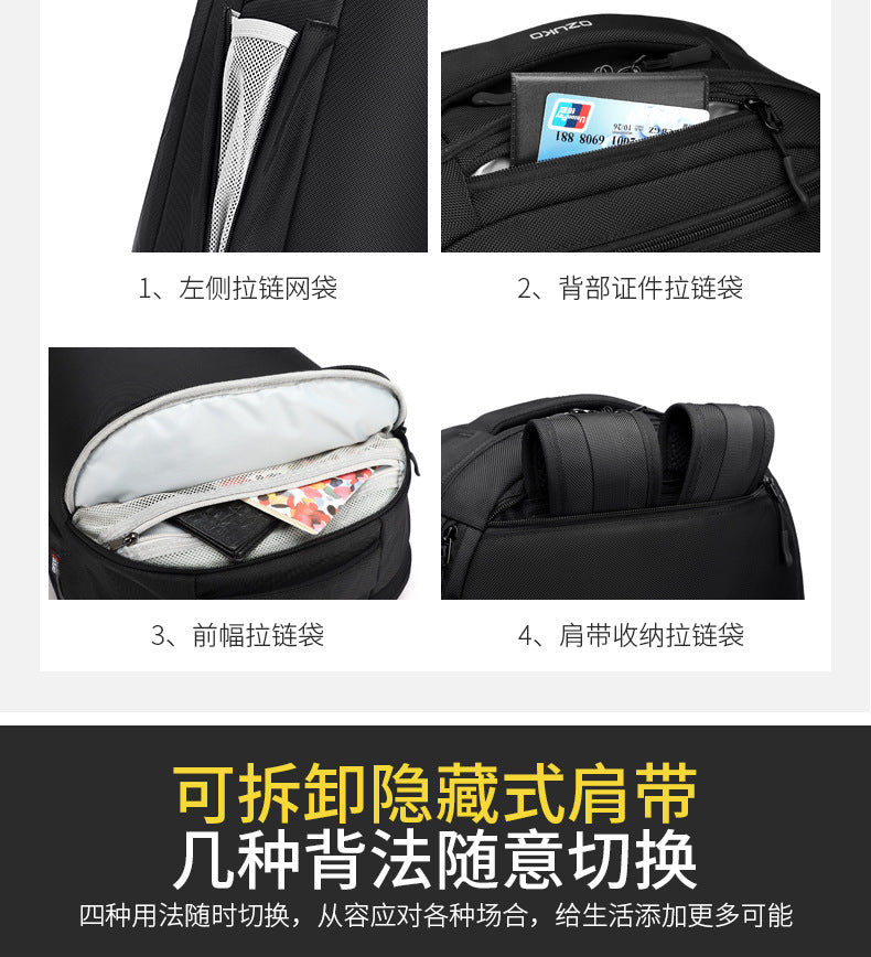 ozuko Business Backpack Men's Computer Backpack Large capacity simple trendy waterproof travel commuter bag