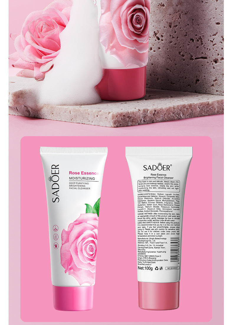 Full English Facial Cleanser SADOER Rose Facial Cleanser100g Deep Cleaning  Foreign Trade Live Wholesale