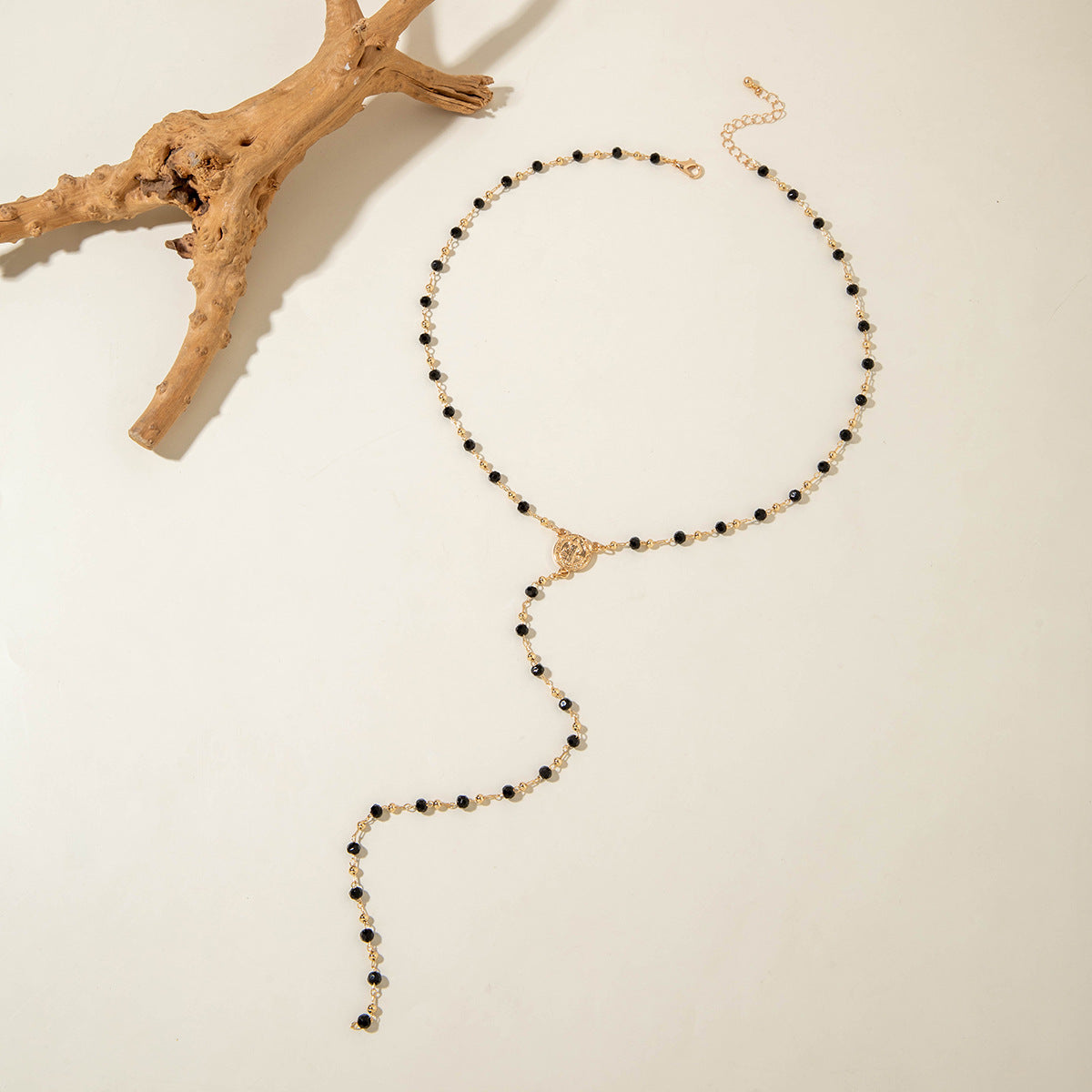 European and American Fashion Sense y Women's Tassel Necklace Creative Personality Double Layer Cross Pendant Collarbone Chain Necklace