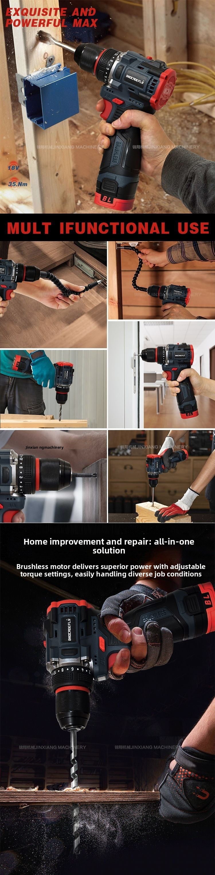 Electric hand drill10MM Brushless16.8V Metal Chuck Domestic Sales Explosion Factory Direct Sales Large Volume Great Price
