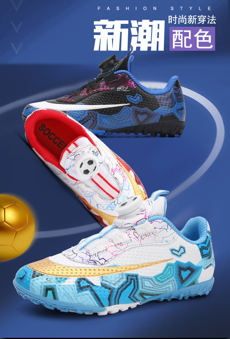 New Children's Rotating Buckle Broken Nail Training Football Shoes Girls Boys Primary School Students Competition Training Sneakers