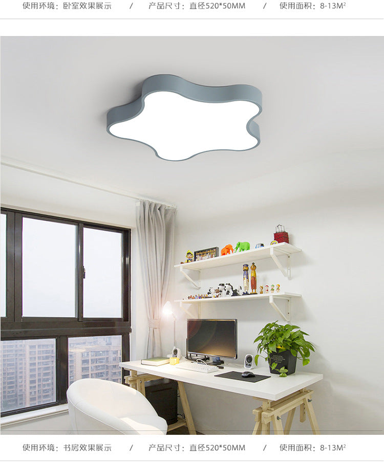 Macaron Five-Pointed Star Ceiling Light led Children's Room Lamp Nordic Iron Art Bedroom Lamp Kindergarten Cartoon Lighting