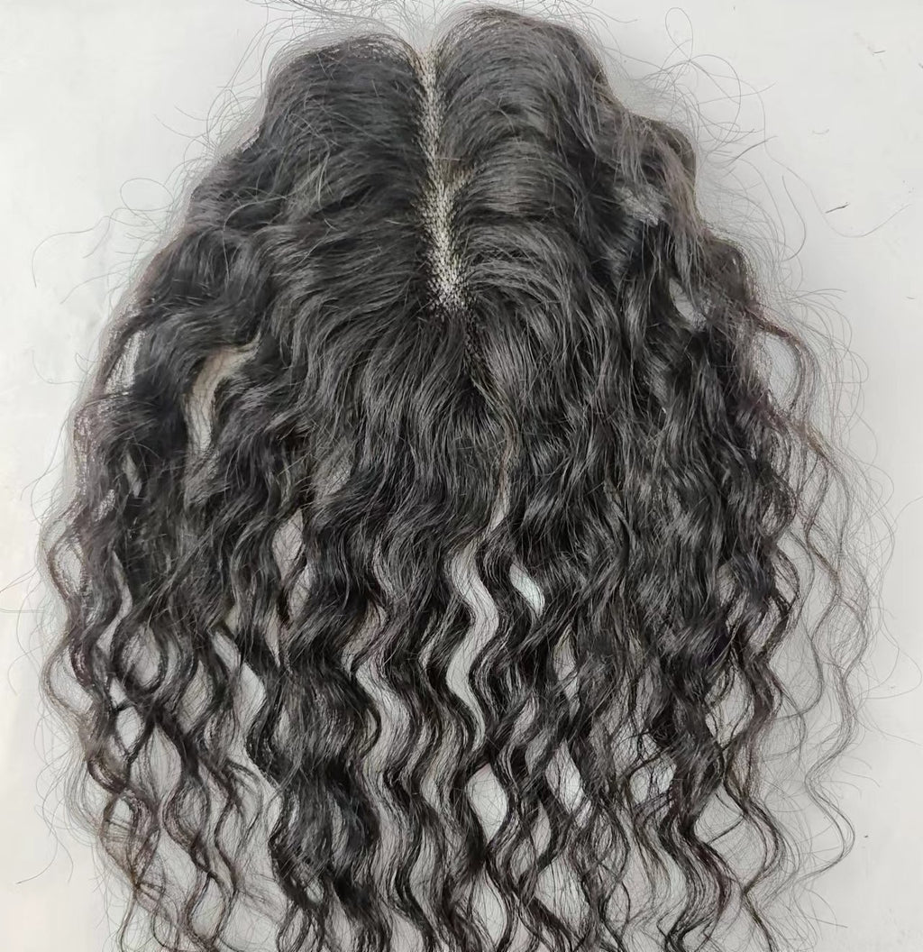 Hair Extensions for Women, Real Hair Swiss Net Full Hand-Woven Curly Hair Top Hairpiece, Increase Hair Volume, Natural and Fluffy, In Stock