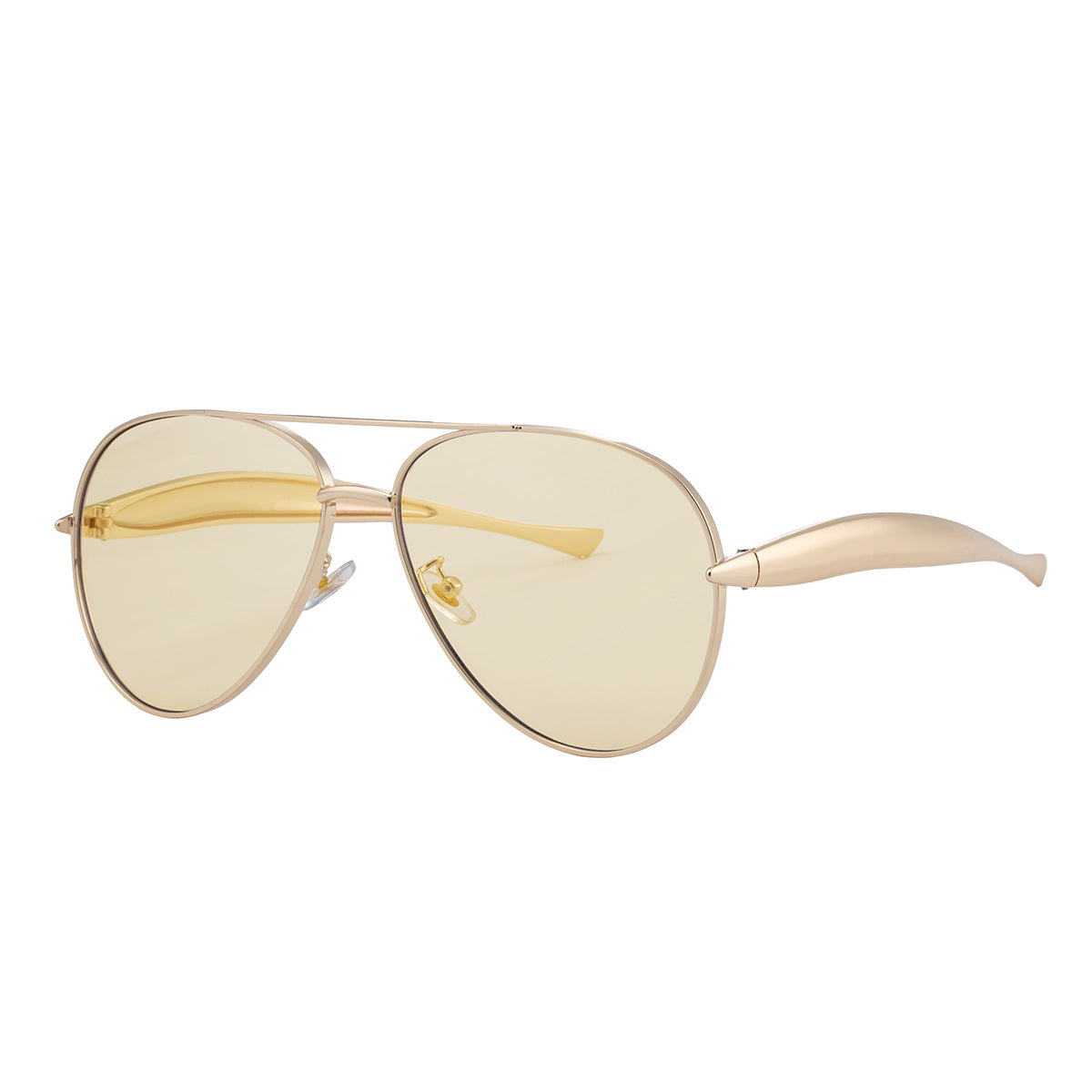 Toad-shaped Metal Sunglasses2025New Retro Plain Sunglasses High-End Feel Women Street Style Trendy Sunglasses