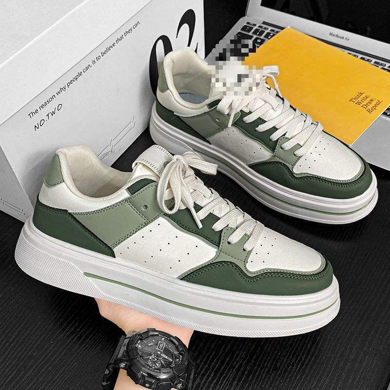 Internet Celebrity Men's Shoes Winter Versatile Casual Trendy Brand Sneakers Leather Waterproof Student Sports Height-Increasing White Trendy Shoes