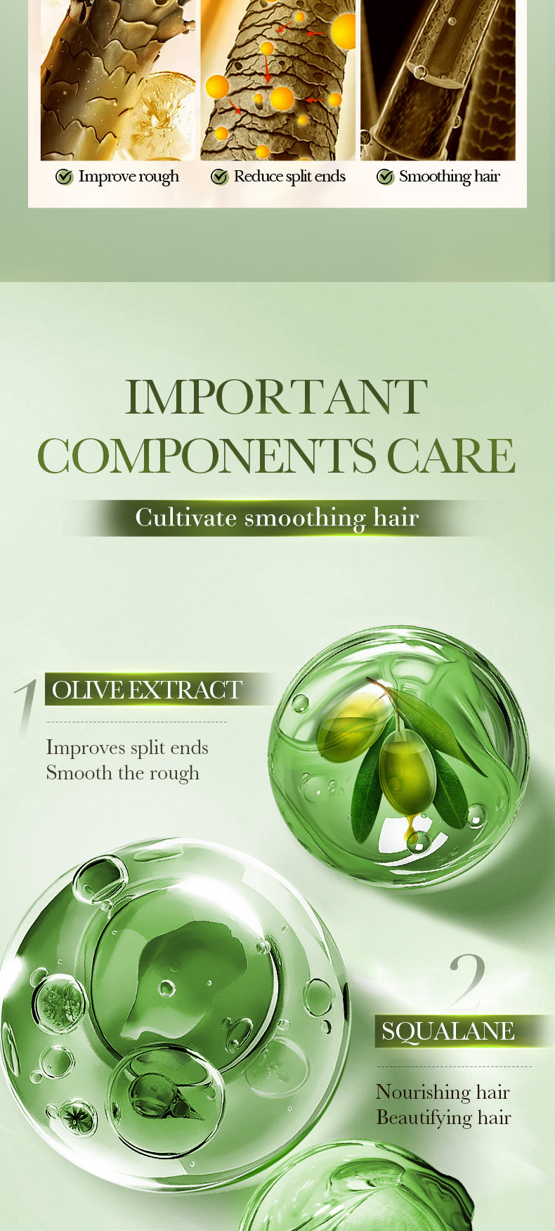 Full English Olive Hair Care Essential Oil70ml SADOER Qihuan Shiny Smooth Hair Conditioner  Wholesale