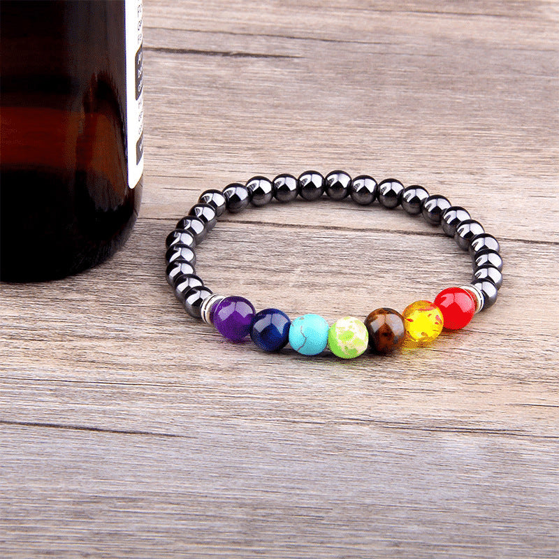 European and American Popular Natural Stone Beaded Bracelet Red Wood Grain Round Bead Stone Bracelet Wholesale