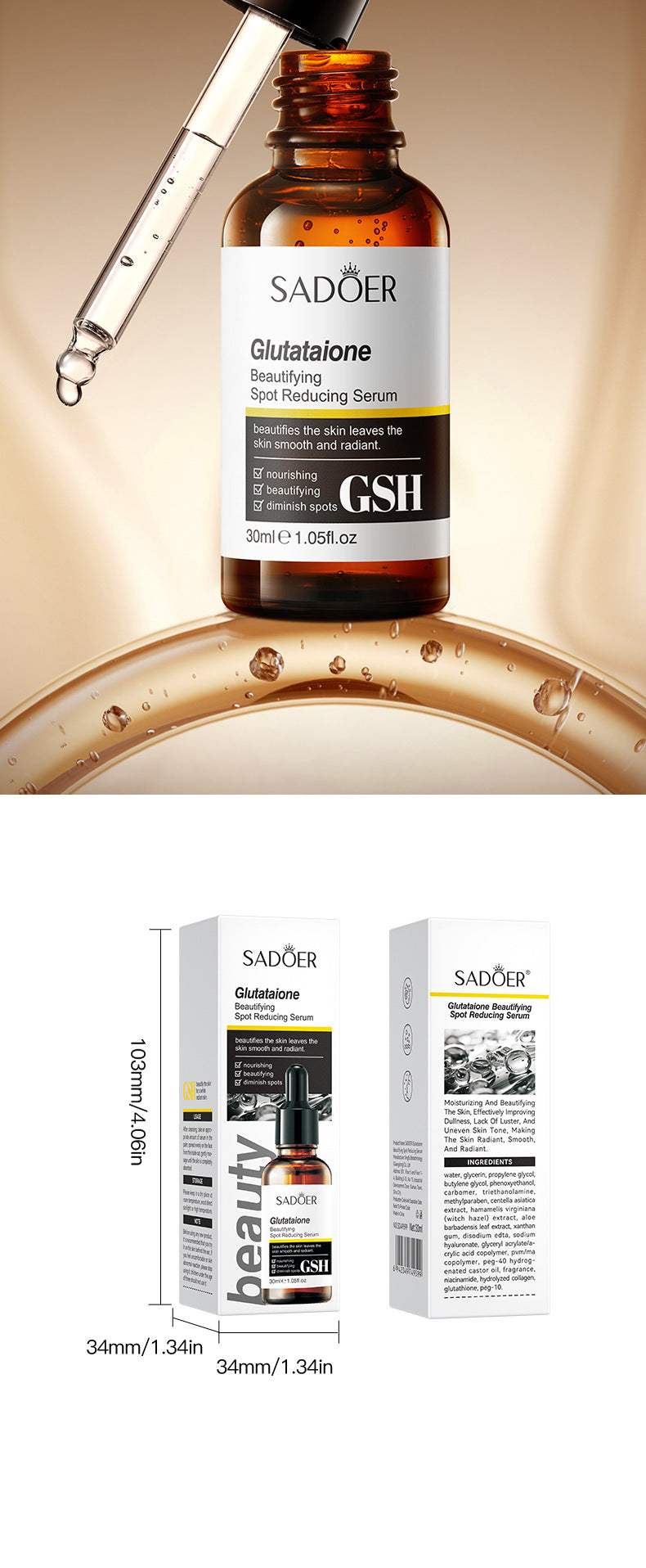 Hyaluronic Acid Hydrating Moisturizing Serum SADOER Skin rejuvenation and moisturizing essence liquid cross-border wholesale