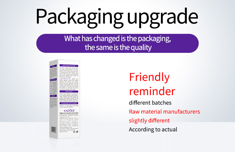 V34Whitening Foam Toothpaste SADOER Clean Teeth Clean Mousse Cross-Border Foreign Trade Wholesale