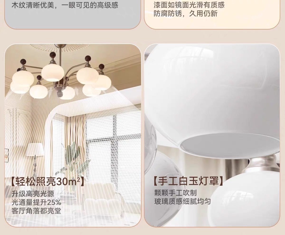 Vintage Retro Solid Wood Living Room Designer Persimmon Pendant Light Vintage French Cream Style Bedroom Living Room Dining Room Light