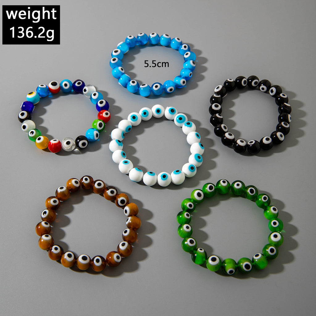 European and American Ornament Bohemian Devil's Eye Beaded Bracelet  Fashionable and Unique Eye Elastic Bracelet Wholesale