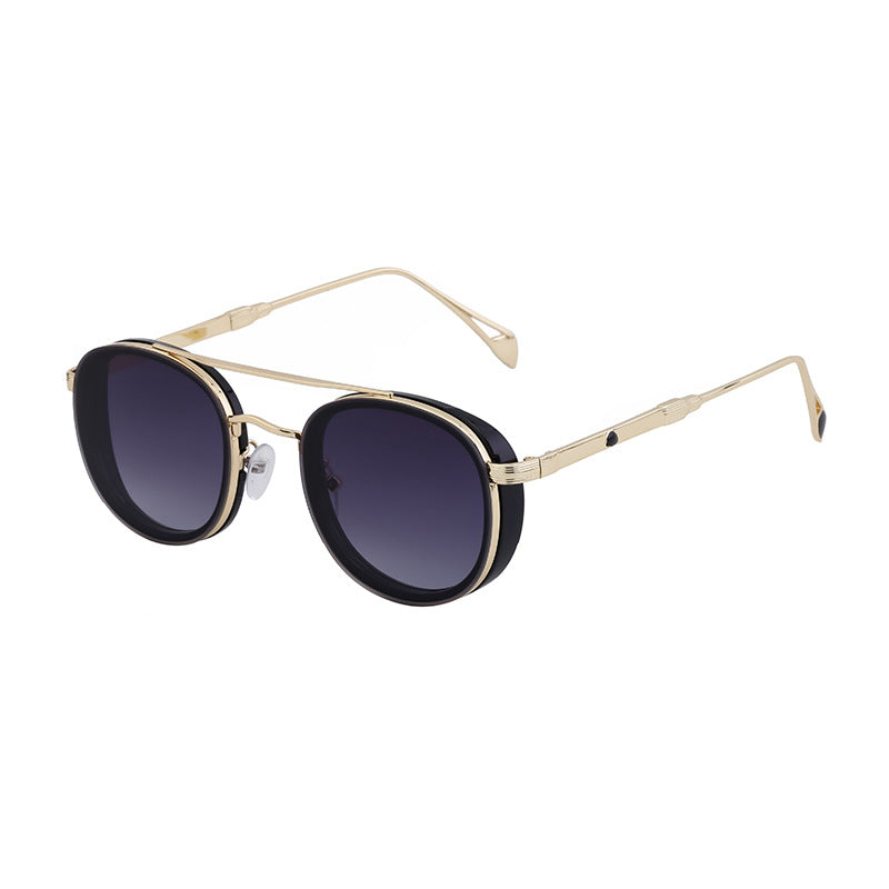 European and American Retro Oval Frame Sunglasses for Men, Side Wrap Small Frame Sunglasses for Women, Trendy Glasses Wholesale shades