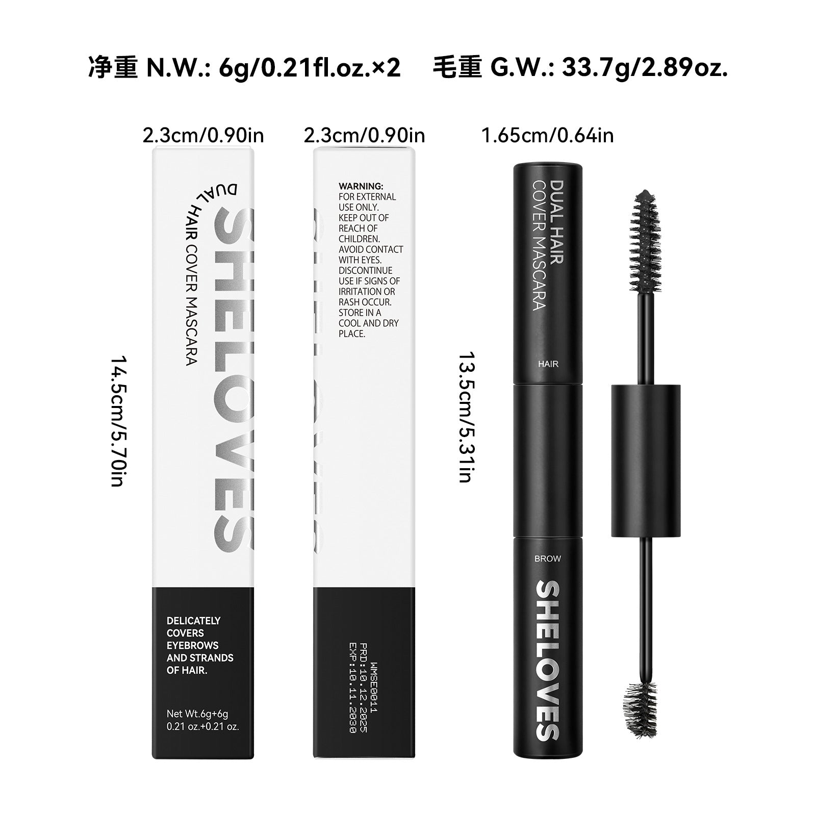 sheloves Eyebrow and Hair Dual-use Styling Stick White Hair Covering Magic Waterproof Non-Fading Disposable Hair Dye Pen