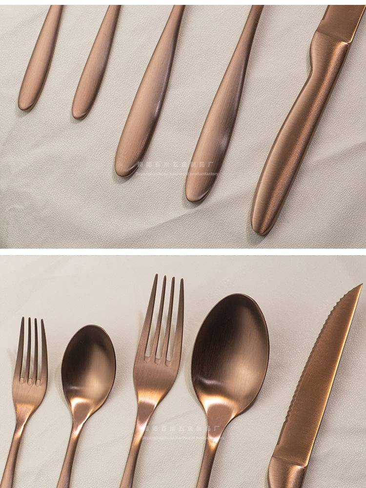 304Stainless Steel Knife Fork Spoon Set Western Tableware Hotel Heavy Sanding Wholesale Steak Knife Tea Spoon Classic Style